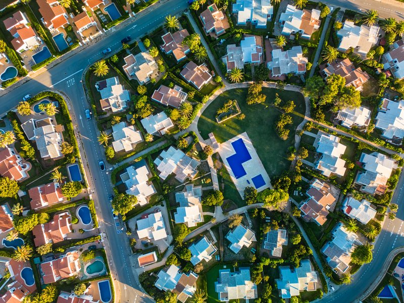 Toma aérea de vecindad en Puebla 